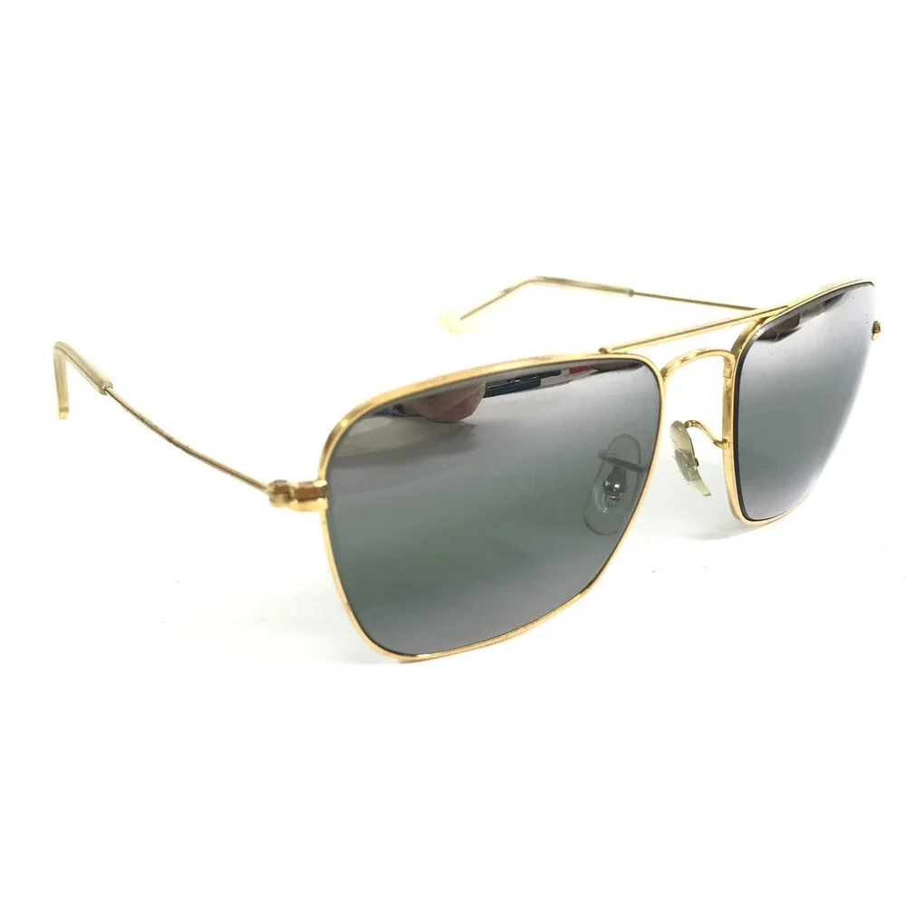 Vintage Bausch & Lomb Ray-Ban Small Sunglasses Caravan Gold w/ Bi-Mirror Lenses